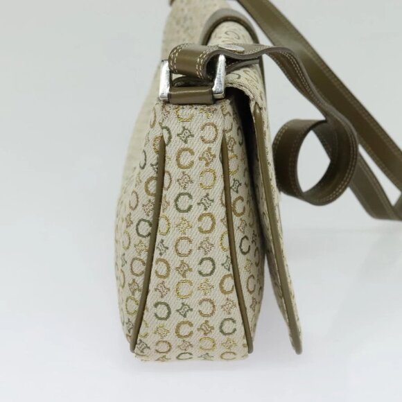 CELINE C Macadam Canvas Shoulder Bag Beige Brown Silver Auth gh040 - Picture 4 of 14